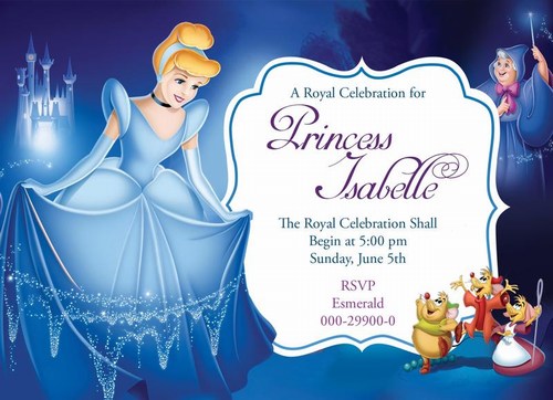 1st Birthday Invitation Card for Baby Girl Princess Theme