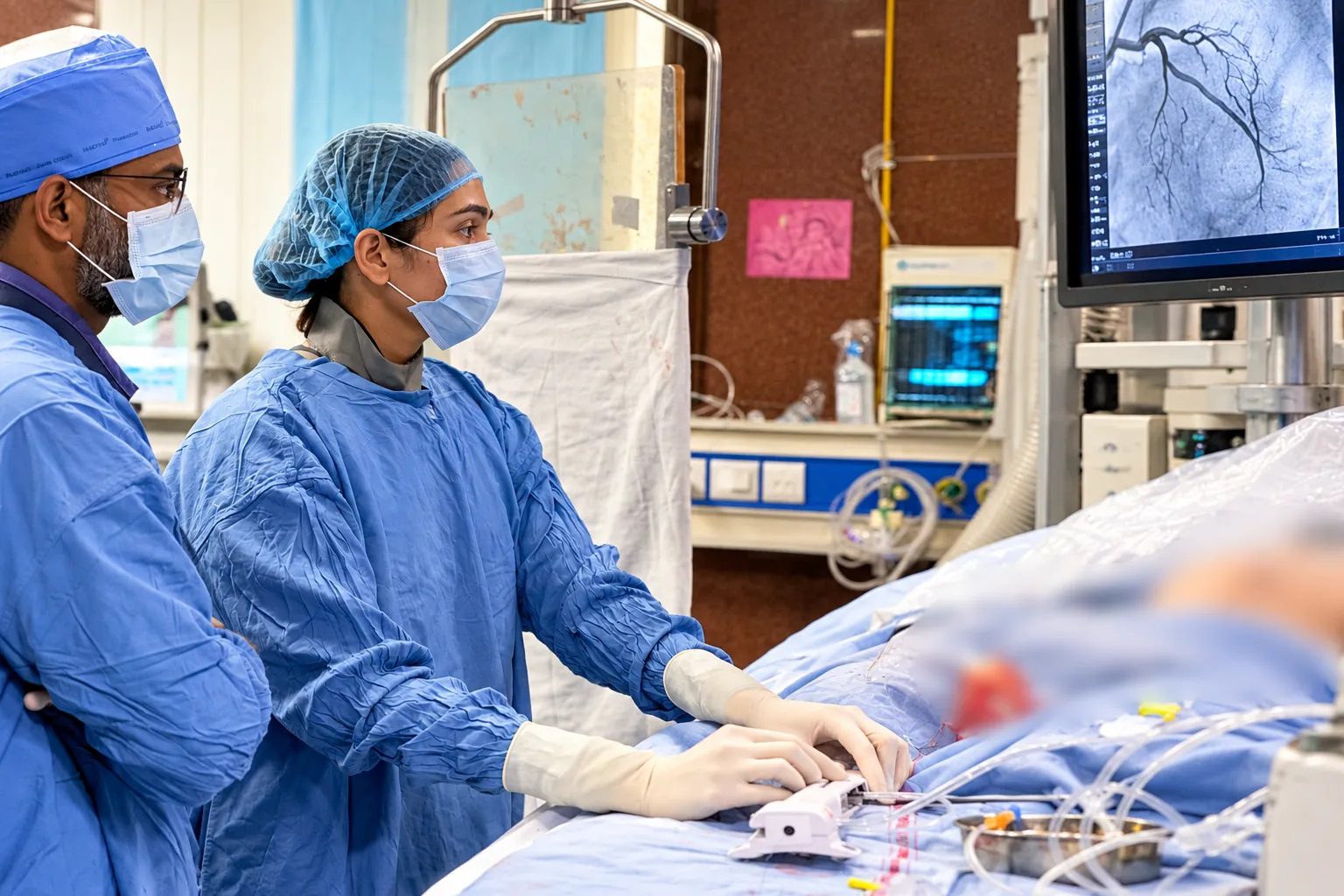 Dr Somyata Somendra Sharma during an interventional cardiology procedure in Jaipur
